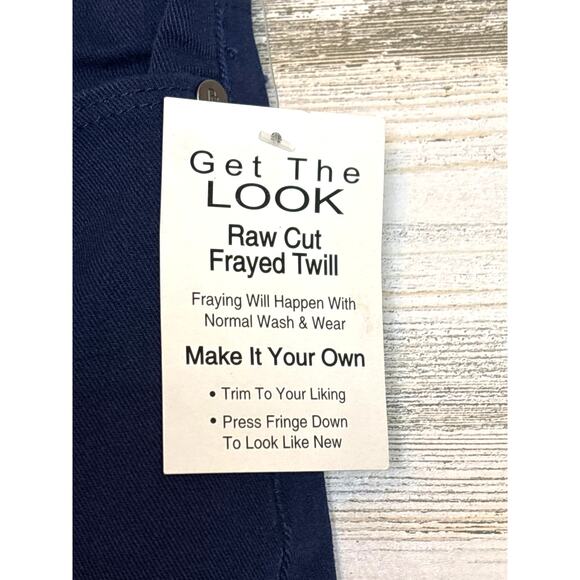 Dennis by Dennis Basso Women’s 6 Navy Blue Straight Crop Twill Pant Fray Hem NWT - Picture 6 of 8